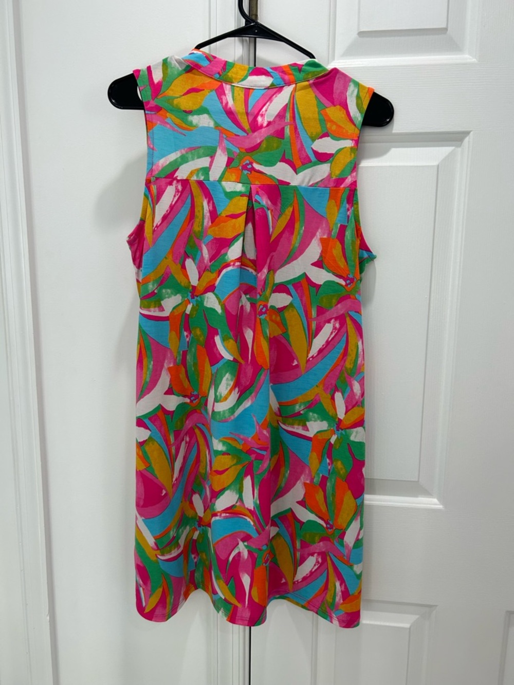 Pink Multicolor V-Neck Tropical Print Dress - Picture 2 of 3